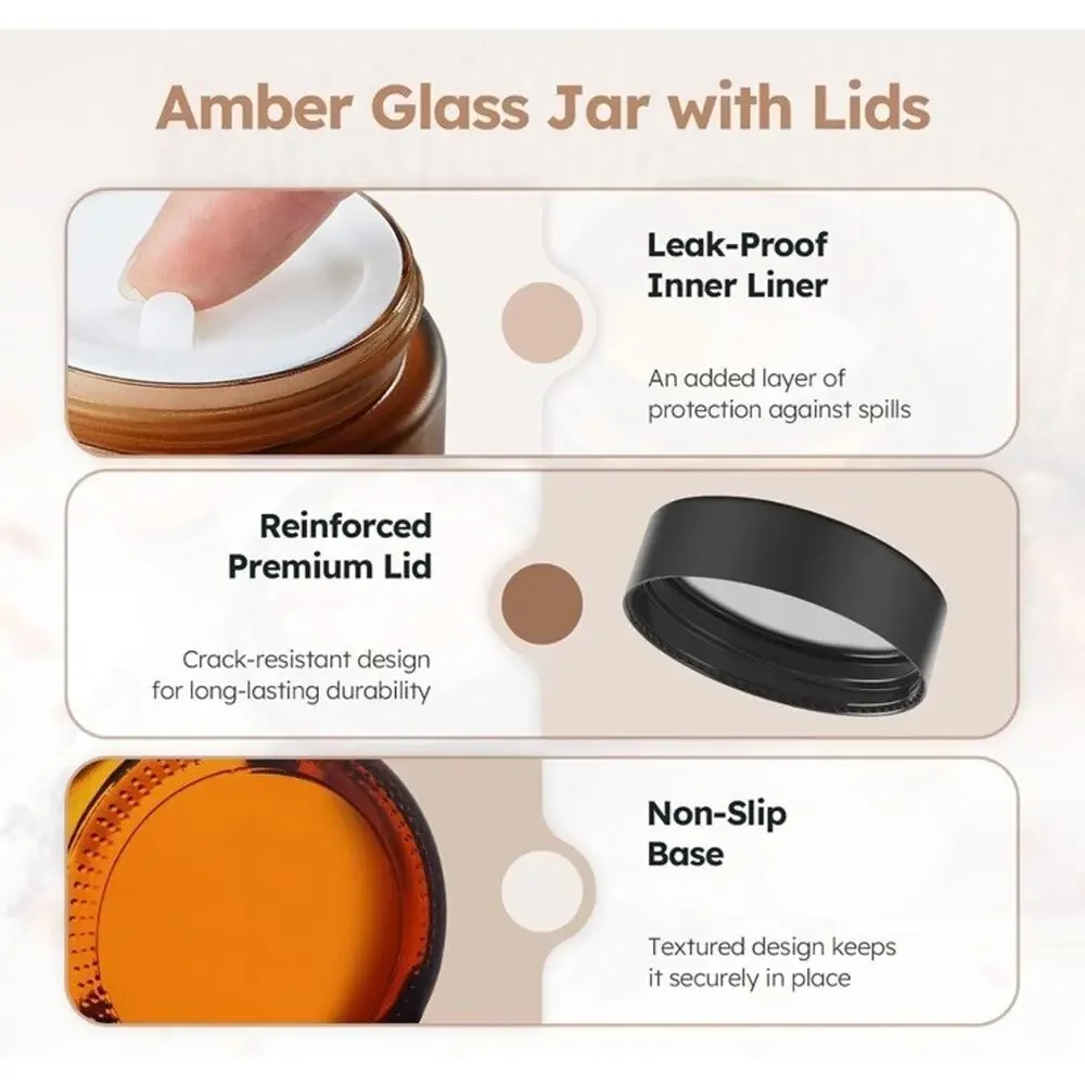 4 oz Amber Glass Jars with Lids,24 Pack 4oz Small Glass Jars with Inner Liners,4